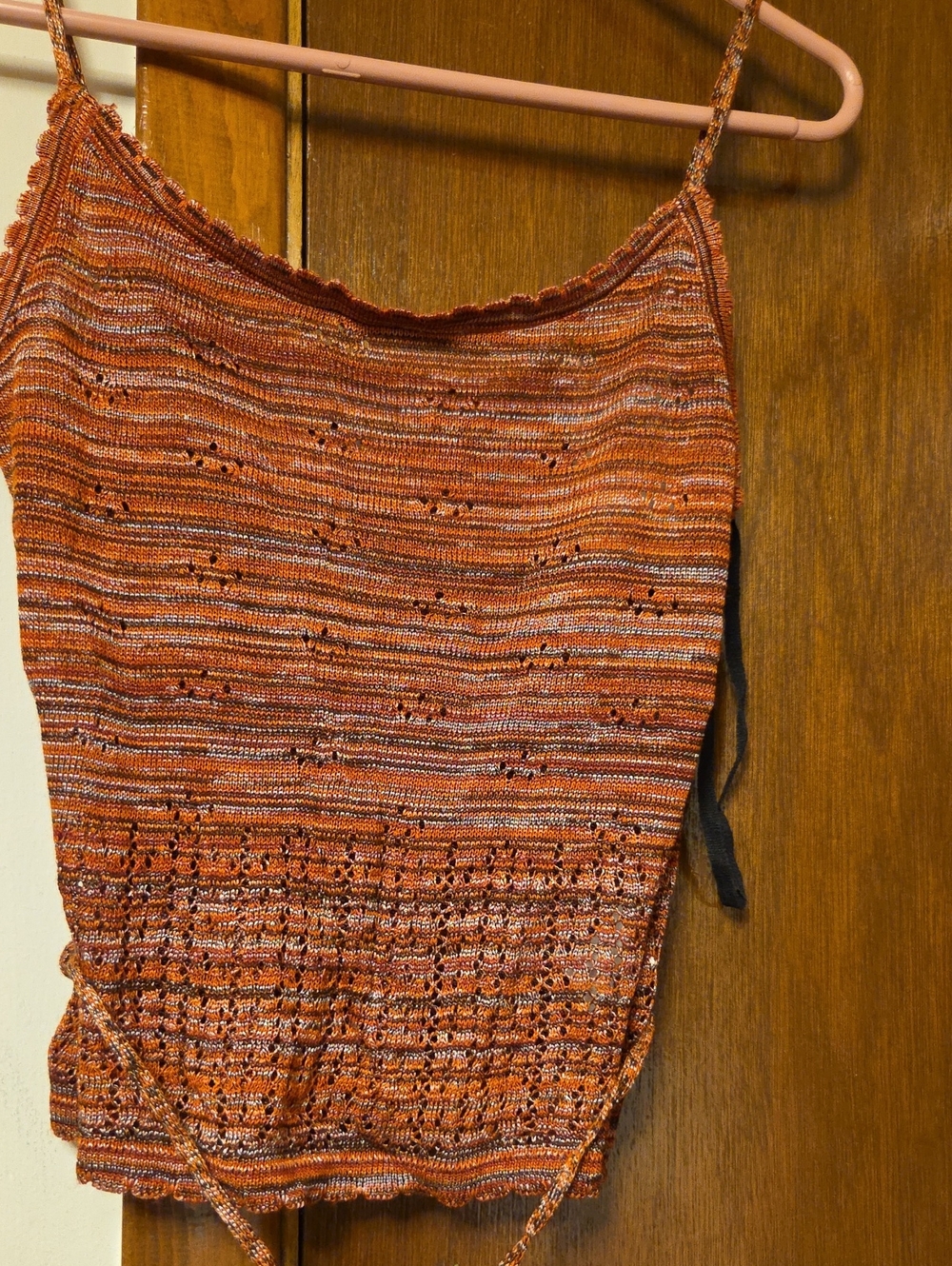 JUNIORS X0X0 Rust Orange Knit Crochet Tank Top